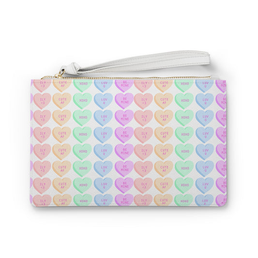 Love Heart Leather Clutch Bag