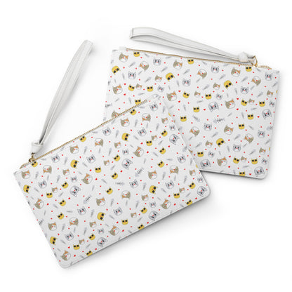 Cat Leather Clutch Bag