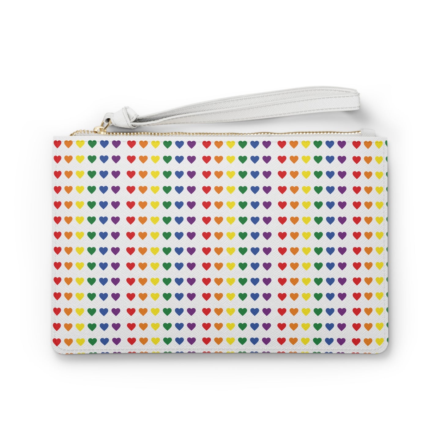 Multi-colour Hearts Leather Clutch Bag