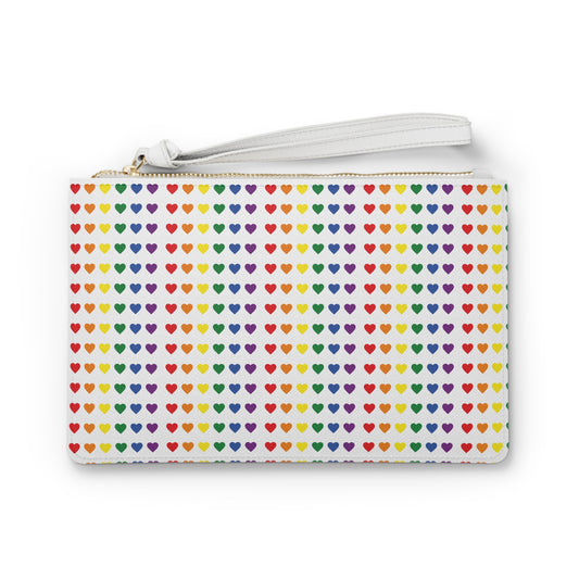 Multi-colour Hearts Leather Clutch Bag