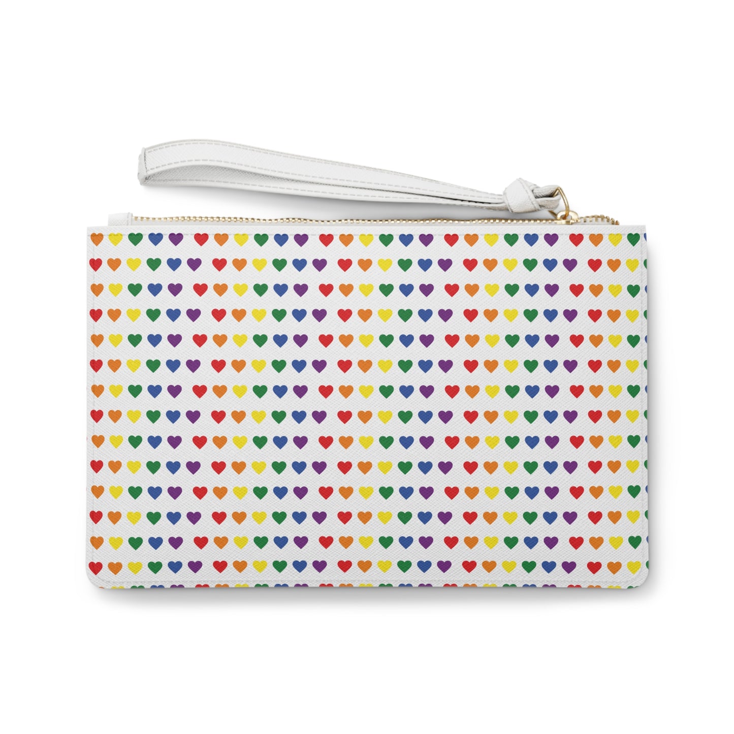 Multi-colour Hearts Leather Clutch Bag