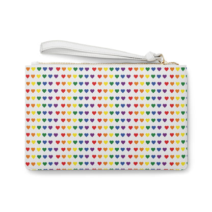 Multi-colour Hearts Leather Clutch Bag