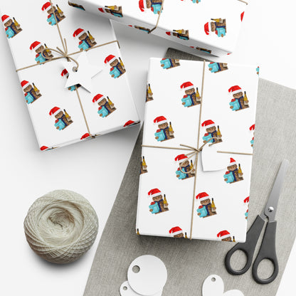 Funny Gift Wrap | Cat with Present and Wine |