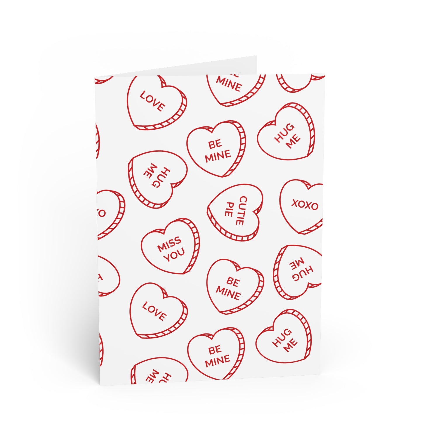 Red and white love hearts card