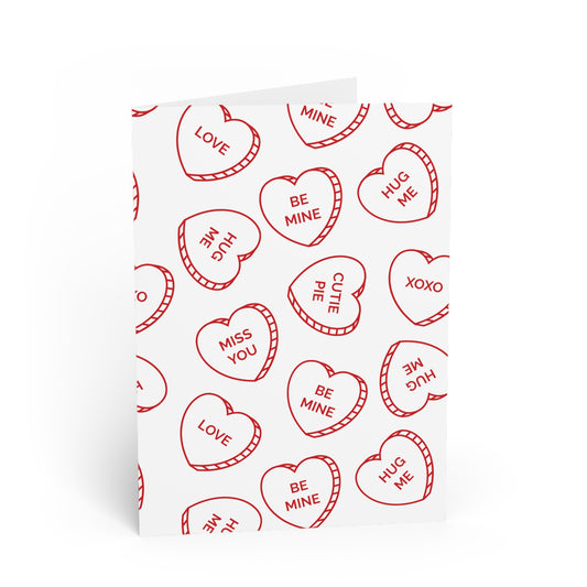 Red and white love hearts card