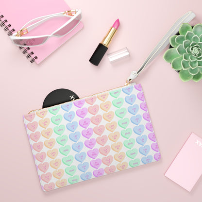 Love Heart Leather Clutch Bag