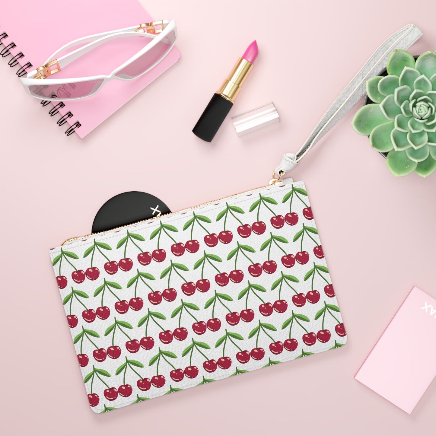Cherries Leather Clutch Bag