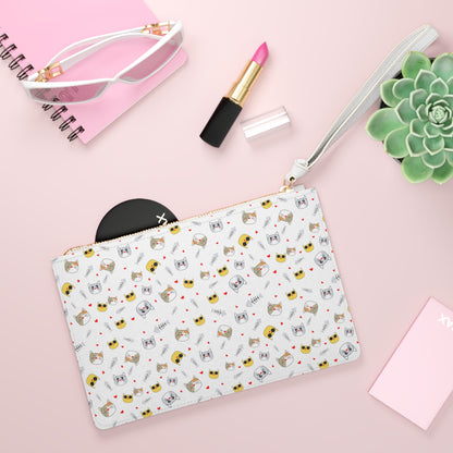 Cat Leather Clutch Bag