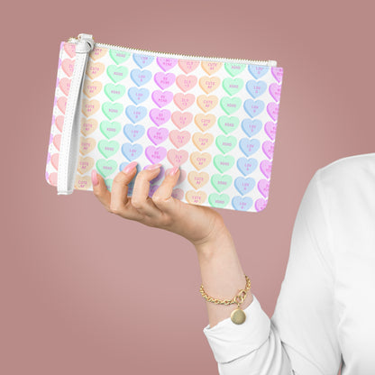 Love Heart Leather Clutch Bag
