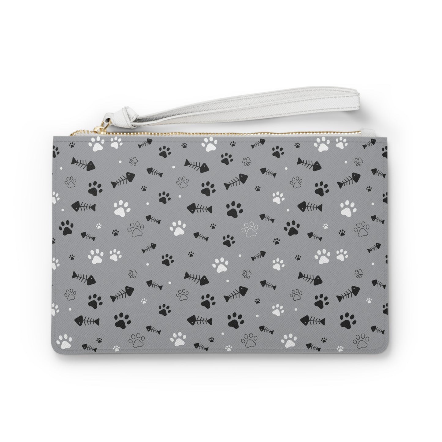 Paw Print Leather Clutch Bag