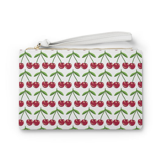 Cherries Leather Clutch Bag
