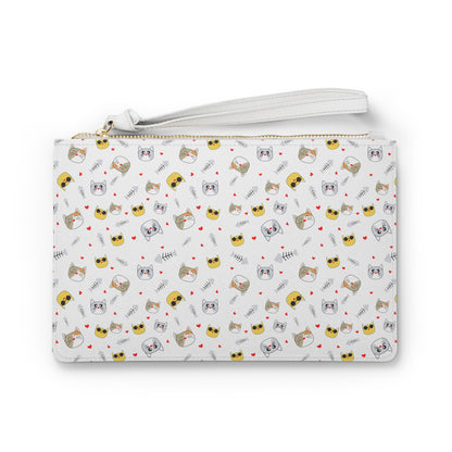 Cat Leather Clutch Bag