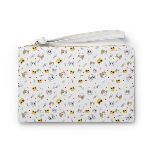Cat Leather Clutch Bag