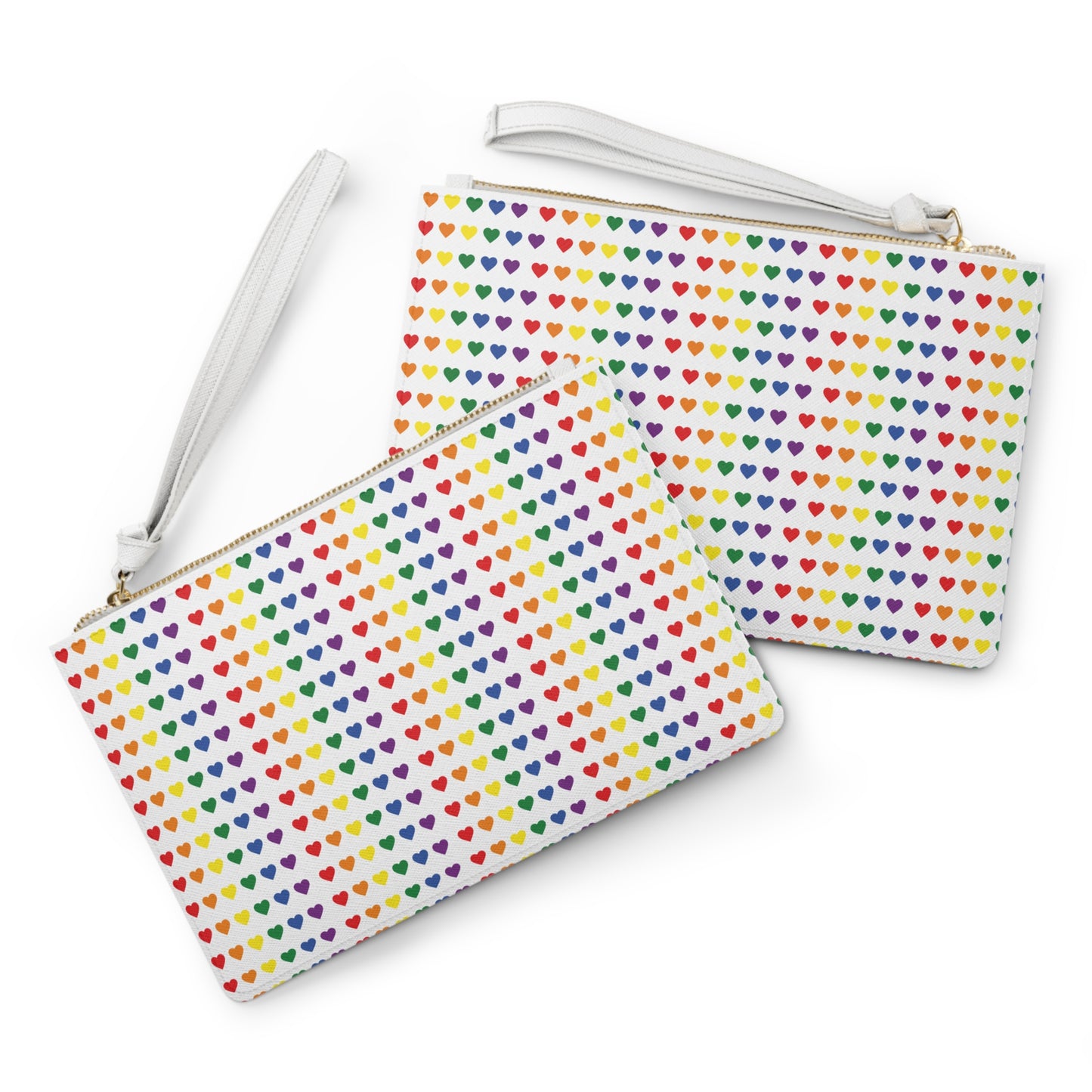 Multi-colour Hearts Leather Clutch Bag