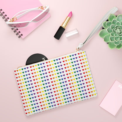 Multi-colour Hearts Leather Clutch Bag