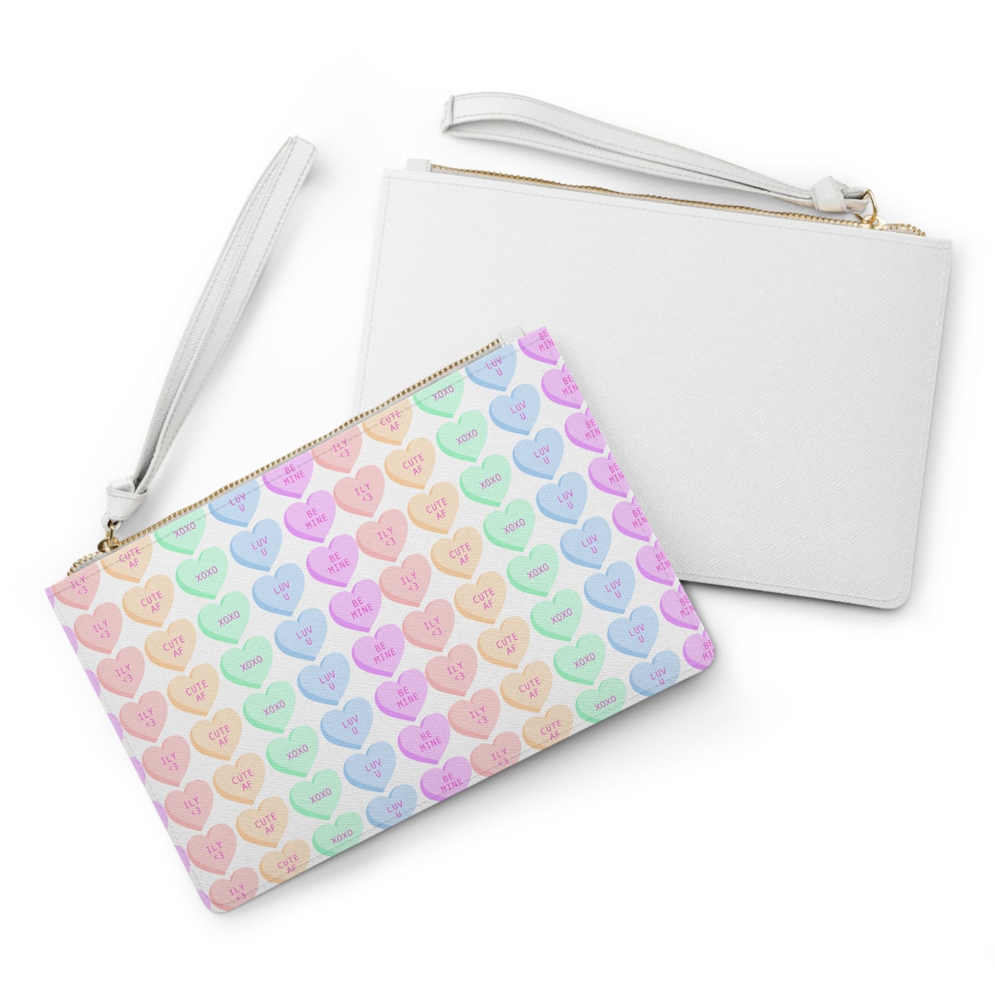 Love Heart Leather Clutch Bag