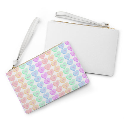 Love Heart Leather Clutch Bag