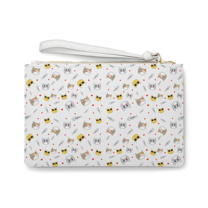 Cat Leather Clutch Bag